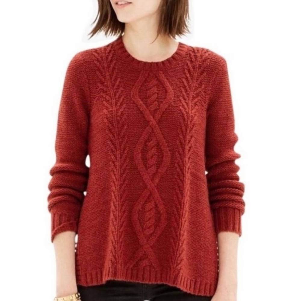 Madewell Firelight Sweater Rust Cable Knit Wool Blend